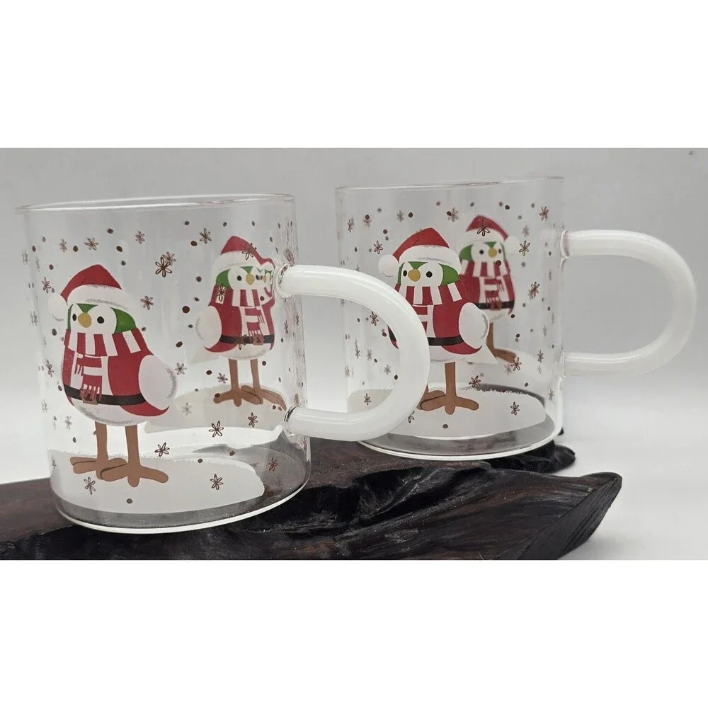 Wondershop Target Bird Flurry Christmas Featherly Friends Glass Mugs Set Of 2